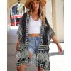 imageWomens Kimono Swimsuit Coverups Summer Beach Casual Loose Cardigans for SwimwearBlack White Ethnic