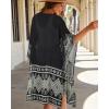 imageWomens Kimono Swimsuit Coverups Summer Beach Casual Loose Cardigans for SwimwearBlack White Ethnic