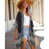 imageWomens Kimono Swimsuit Coverups Summer Beach Casual Loose Cardigans for SwimwearBlack White Ethnic