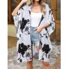imageWomens Kimono Swimsuit Coverups Summer Beach Casual Loose Cardigans for SwimwearBlack White Floral