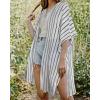 imageWomens Kimono Swimsuit Coverups Summer Beach Casual Loose Cardigans for SwimwearBlack and White Stripe