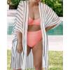 imageWomens Kimono Swimsuit Coverups Summer Beach Casual Loose Cardigans for SwimwearBlack and White Stripe
