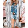 imageWomens Kimono Swimsuit Coverups Summer Beach Casual Loose Cardigans for SwimwearBlack and White Stripe