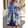 imageWomens Kimono Swimsuit Coverups Summer Beach Casual Loose Cardigans for SwimwearBlue Boho Pattern