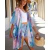 imageWomens Kimono Swimsuit Coverups Summer Beach Casual Loose Cardigans for SwimwearBlue Purple Smudge