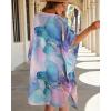 imageWomens Kimono Swimsuit Coverups Summer Beach Casual Loose Cardigans for SwimwearBlue Purple Smudge