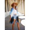 imageWomens Kimono Swimsuit Coverups Summer Beach Casual Loose Cardigans for SwimwearBlue Tiedye