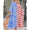 imageWomens Kimono Swimsuit Coverups Summer Beach Casual Loose Cardigans for SwimwearBlue Us Flag