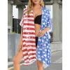 imageWomens Kimono Swimsuit Coverups Summer Beach Casual Loose Cardigans for SwimwearBlue Us Flag