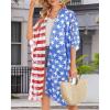 imageWomens Kimono Swimsuit Coverups Summer Beach Casual Loose Cardigans for SwimwearBlue Us Flag