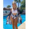 imageWomens Kimono Swimsuit Coverups Summer Beach Casual Loose Cardigans for SwimwearBoho Pink Purple Floral