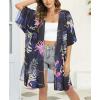 imageWomens Kimono Swimsuit Coverups Summer Beach Casual Loose Cardigans for SwimwearBoho Pink Purple Floral