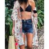 imageWomens Kimono Swimsuit Coverups Summer Beach Casual Loose Cardigans for SwimwearBoho White and Khaki