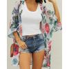 imageWomens Kimono Swimsuit Coverups Summer Beach Casual Loose Cardigans for SwimwearDasiy White Flower