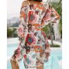 imageWomens Kimono Swimsuit Coverups Summer Beach Casual Loose Cardigans for SwimwearFlower Apricot