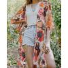 imageWomens Kimono Swimsuit Coverups Summer Beach Casual Loose Cardigans for SwimwearFlower Apricot
