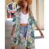 imageWomens Kimono Swimsuit Coverups Summer Beach Casual Loose Cardigans for SwimwearFlower With Leaves