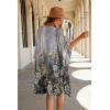 imageWomens Kimono Swimsuit Coverups Summer Beach Casual Loose Cardigans for SwimwearGrey Floral White