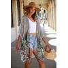 imageWomens Kimono Swimsuit Coverups Summer Beach Casual Loose Cardigans for SwimwearGrey Floral White