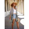 imageWomens Kimono Swimsuit Coverups Summer Beach Casual Loose Cardigans for SwimwearGrey Floral White
