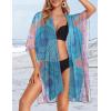 imageWomens Kimono Swimsuit Coverups Summer Beach Casual Loose Cardigans for SwimwearLake Placid Blue Boho