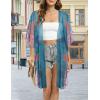 imageWomens Kimono Swimsuit Coverups Summer Beach Casual Loose Cardigans for SwimwearLake Placid Blue Boho