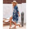 imageWomens Kimono Swimsuit Coverups Summer Beach Casual Loose Cardigans for SwimwearNavy Fire Print