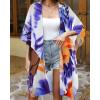 imageWomens Kimono Swimsuit Coverups Summer Beach Casual Loose Cardigans for SwimwearOrange Blue Print