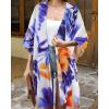imageWomens Kimono Swimsuit Coverups Summer Beach Casual Loose Cardigans for SwimwearOrange Blue Print