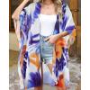 imageWomens Kimono Swimsuit Coverups Summer Beach Casual Loose Cardigans for SwimwearOrange Blue Print