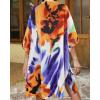 imageWomens Kimono Swimsuit Coverups Summer Beach Casual Loose Cardigans for SwimwearOrange Blue Print