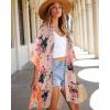 imageWomens Kimono Swimsuit Coverups Summer Beach Casual Loose Cardigans for SwimwearPink Flower