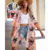 imageWomens Kimono Swimsuit Coverups Summer Beach Casual Loose Cardigans for SwimwearPink Flower