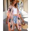 imageWomens Kimono Swimsuit Coverups Summer Beach Casual Loose Cardigans for SwimwearPink Flower