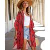imageWomens Kimono Swimsuit Coverups Summer Beach Casual Loose Cardigans for SwimwearRed Black Line