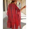 imageWomens Kimono Swimsuit Coverups Summer Beach Casual Loose Cardigans for SwimwearRed Black Line