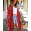 imageWomens Kimono Swimsuit Coverups Summer Beach Casual Loose Cardigans for SwimwearRed Black Line