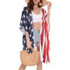 imageWomens Kimono Swimsuit Coverups Summer Beach Casual Loose Cardigans for SwimwearRed Stripe Stars