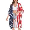 imageWomens Kimono Swimsuit Coverups Summer Beach Casual Loose Cardigans for SwimwearRed Stripe Stars