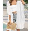 imageWomens Kimono Swimsuit Coverups Summer Beach Casual Loose Cardigans for SwimwearSoild White