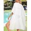 imageWomens Kimono Swimsuit Coverups Summer Beach Casual Loose Cardigans for SwimwearSoild White