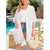 imageWomens Kimono Swimsuit Coverups Summer Beach Casual Loose Cardigans for SwimwearSoild White