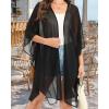 imageWomens Kimono Swimsuit Coverups Summer Beach Casual Loose Cardigans for SwimwearSolid Black