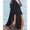 imageWomens Kimono Swimsuit Coverups Summer Beach Casual Loose Cardigans for SwimwearSolid Black