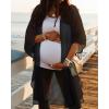 imageWomens Kimono Swimsuit Coverups Summer Beach Casual Loose Cardigans for SwimwearSolid Black