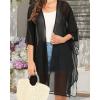 imageWomens Kimono Swimsuit Coverups Summer Beach Casual Loose Cardigans for SwimwearSolid Black