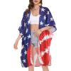 imageWomens Kimono Swimsuit Coverups Summer Beach Casual Loose Cardigans for SwimwearStars in Redblue