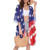 imageWomens Kimono Swimsuit Coverups Summer Beach Casual Loose Cardigans for SwimwearStars in Redblue
