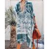 imageWomens Kimono Swimsuit Coverups Summer Beach Casual Loose Cardigans for SwimwearTeal Paisley Print