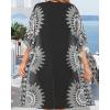 imageWomens Kimono Swimsuit Coverups Summer Beach Casual Loose Cardigans for SwimwearWhite Circular Print Boho